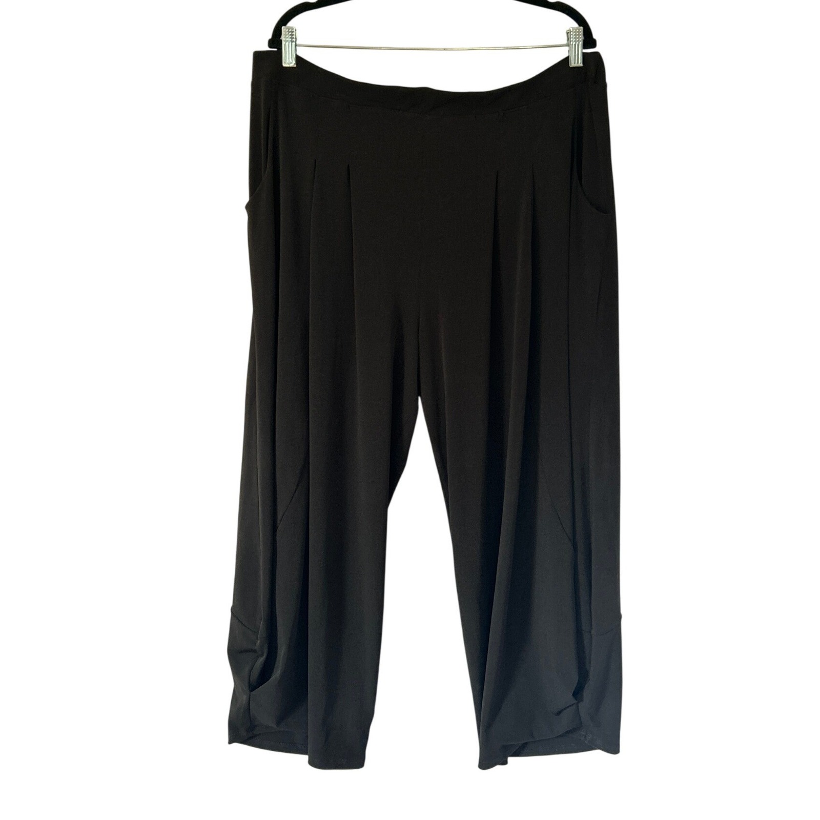 Lisa Bayne Xxl Black Lantern Pants Asymmetrical Pleated Lagenlook Pockets Usa